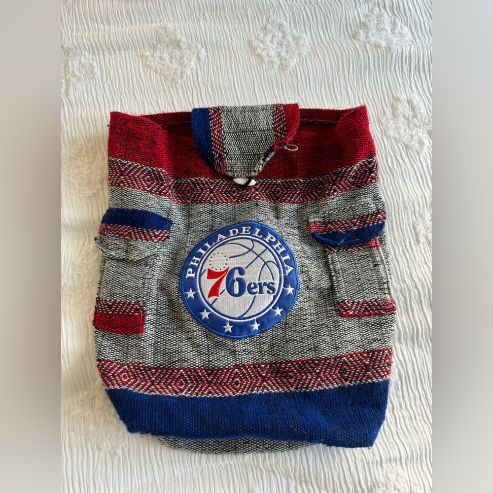 NBA Philadelphia Sixers 76 Handmade Backpack Aztec Drawstring Tote Bag Knapsack